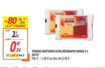 éPONGES GRAITTANTES ULTRA RéCURANTIES ROUGES X 2 NETTO