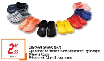 Netto SABOTS UNIS ENFANT OU ADULTE offre