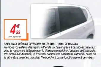 2 pare soleil intégraux différentes tailles 94x51