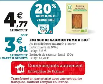 U Express Emince de Saumon Fume u Bio offre