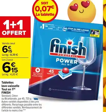 Carrefour Finish Tablettes Lave-Vaisselle Tout en 1 offre