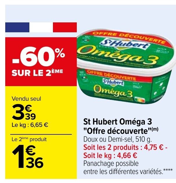 Promo St Hubert Oméga 3 Offre Découverte chez Carrefour
