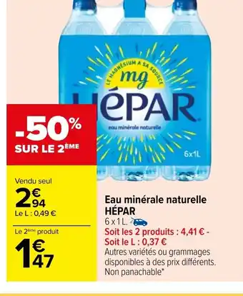 Carrefour Hépar Eau Minérale Naturelle offre