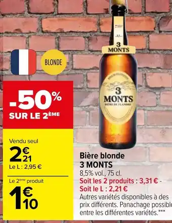 Carrefour 3 Monts Bière Blonde offre