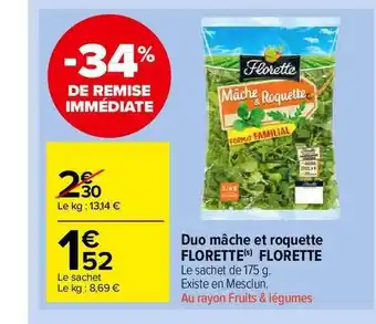 Carrefour Market Duo Mâche Et Roquette Florette offre