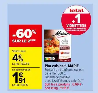 Carrefour Market Plat Cuisiné Marie offre