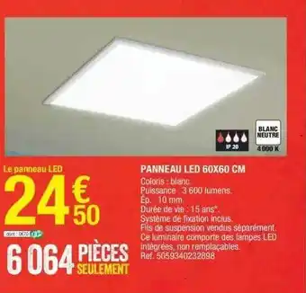 Brico Dépôt Panneau led 60x60 cm offre