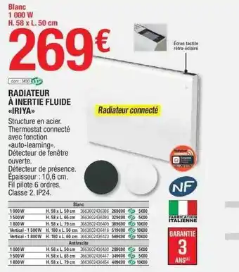 Brico Dépôt Radiateur à inertie fluide iriya offre