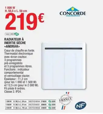 Brico Dépôt Radiateur à inertie sèche anorak offre