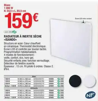 Brico Dépôt Radiateur à inertie sèche isando offre