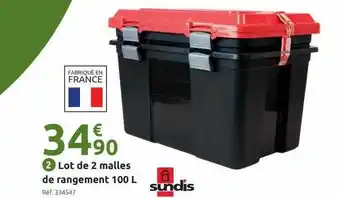 Mr Bricolage Lot de 2 malles de rangement 100l sundis offre