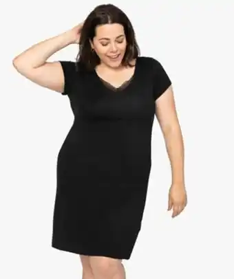 Gémo Nuisette femme femme grande taille à manches courtes et col v en dentelle vue1 - gemo(homwr fem) - gemo offre