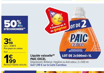 Carrefour Paic Excel Liquide vaisselle offre