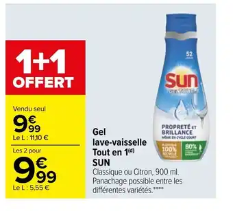 Carrefour Sun Gel Lave-Vaisselle tout En 1 offre
