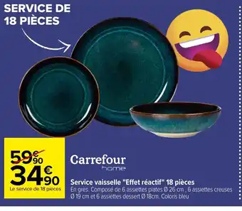 Carrefour Service Vaisselle Effet Réactif 18 Pièces offre