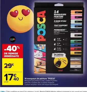 Carrefour 14 Marqueurs de peinture Posca offre