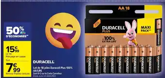 Carrefour Duracell Lot de 18 Piles Duracell Plus 100% offre