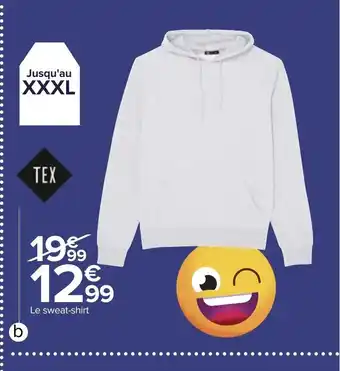 Carrefour Sweat Shirt à Capuche Homme offre