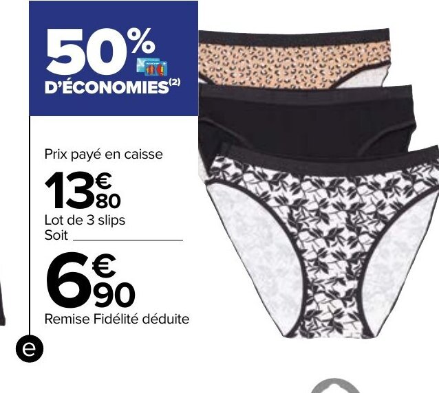 Promo Slips Pocket Coton chez Carrefour