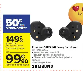 Carrefour Samsung Ecouteurs Samsung Galaxy Buds 2 Noir offre