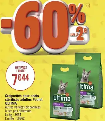 Géant Casino Ultima croquettes pour chats stérilisés adultes poulet offre