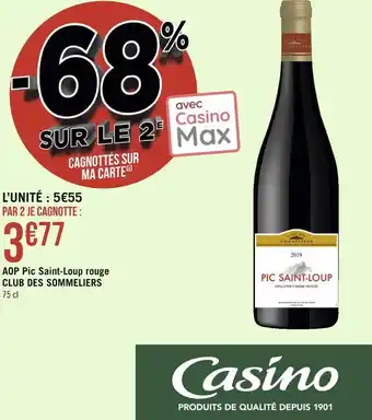 Géant Casino Terrasses du larzac aop rouge club des sommeliers offre