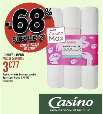 Géant Casino Casino papier toilette douceur double épaisseur blanc offre