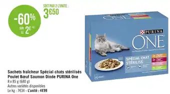 Géant Casino Purina one sachets fraîcheur spécial chats stérilisés poulet bœuf saumon dinde offre