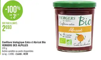 Géant Casino Vergers des alpilles confiture biologique extra d'abricot bio offre