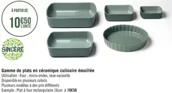Géant Casino Sincère gamme de plats en céramique culinaire émaillée offre