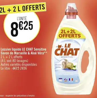 Le chat lessive liquide sensitive savon de marseille & aloé véra*