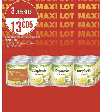 Géant Casino Bonduelle maïs sans résidu de pesticides offre