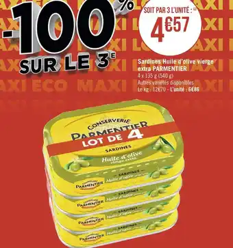 Géant Casino Parmentier sardines huile d’olive vierge extra offre