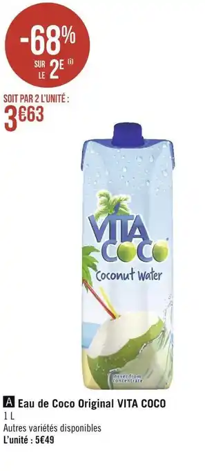 Géant Casino Vita coco eau de coco original offre