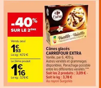 Carrefour Market Cônes Glacés Carrefour Extra offre