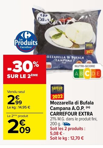 Carrefour Market Mozzarella di Bufala Campana A.O.P Carrefour Extra offre
