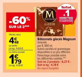 Carrefour Market Bâtonnets Glacés Magnum offre
