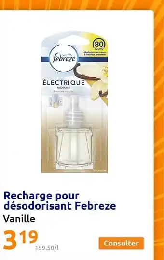 Action Recharge pour désodorisant febreze offre