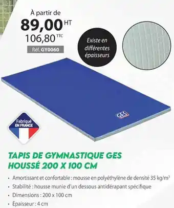 Casal Sport Tapis de gymnastique ges houssé 200 x 100 cm offre