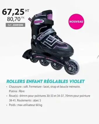 Rollers enfant réglables violet