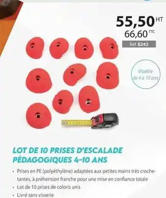 Lot de 10 prises d'escalade pédagogiques 4-10 ans