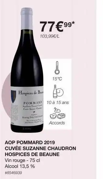 Costco Aop pommard 2019 cuvée suzanne chaudron hospices de beaune offre