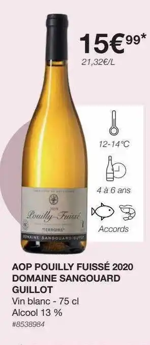Aop pouilly fuissé 2020 domaine sangouard guillot