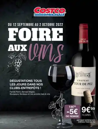 Costco Aop saint estèphe 2013 château tour de pez offre