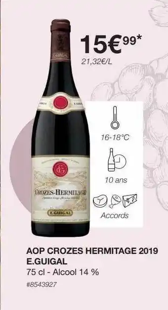 Costco Aop crozes hermitage 2019 e.guigal offre