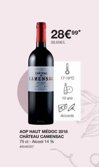 Aop haut médoc 2018 chùteau camensac