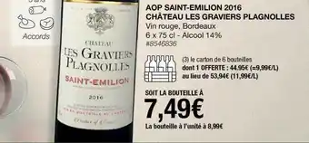 Costco Aop saint-émilion 2016 château les graviers plagnolles offre