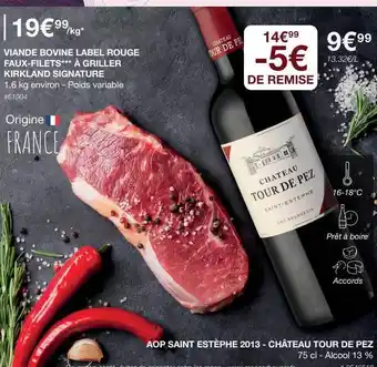 Costco Viande bovine label rouge faux-filets à griller kirkland signature offre