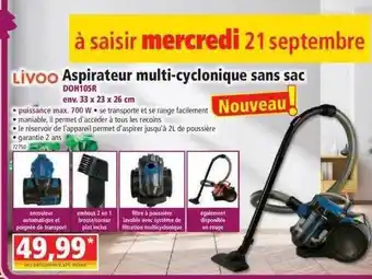 Norma Aspirateur multi-cyclonique sans sac livoo offre