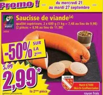 Norma Saucisse de viande offre
